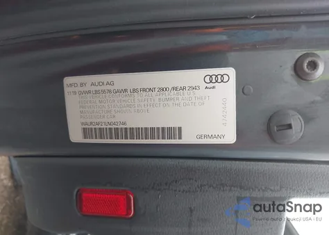 2020 Audi A7 Sportback Premium Plus 55 Tfsi Quattro S Tronic из США, поврежденный, VIN WAUR2AF21LN042746